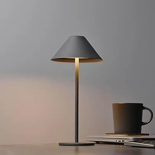 Produktbild: Bojim Akku Tischlampe Kabellos, Dimmbar LED Lampe mit Touch ohne Kabel, USB Aufladbar Batterie Leuchte, Tischleuchte für Tisch Outdoor Nachttisch Fensterbank, Deko Metall, IP54, Anthrazit