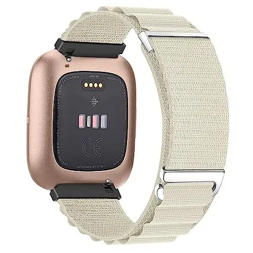 Produktbild: BOJYS Alpine Loop Fitbit Versa 2 Armband Nylon, Sport Separate Textil Stretch Nylon Titan G-Haken Armband für Versa 2, Versa, Versa Lite SE Smartwatch