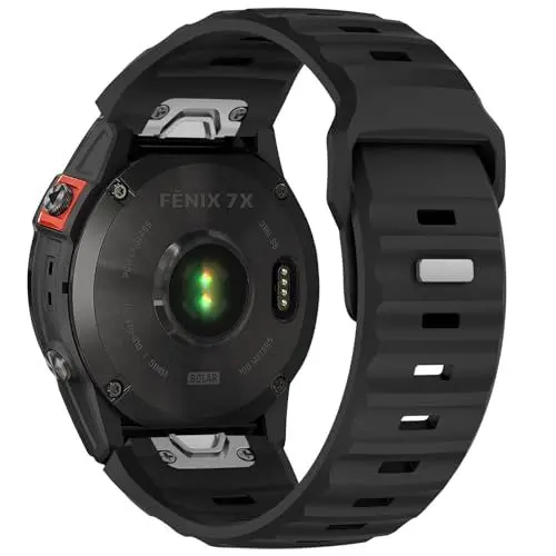Produktbild: Fenix 7X Armband Silikon, 26mm Quick Fit Sport Silikon Armbänder für Fenix 8 51mm, Fenix 7X, Fenix 6X Pro, Fenix 6X, Fenix 5X Plus, Fenix 5X, Fenix 3, Fenix 3 HR, Descent Mk1/Mk2/Mk2S, Enduro 1/2