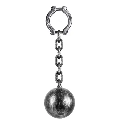 Produktbild: Boland 00613 - Kugel mit Kette, Fußfessel, 53cm, Grau, Halloween, Dungeon, Mottoparty, Gefangene, Karneval