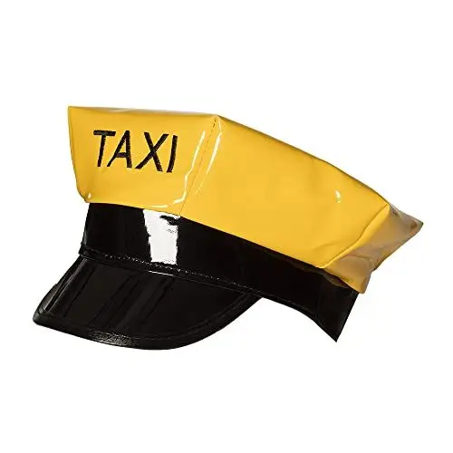 Produktbild: Boland 01346 - Mütze Taxi, Einheitsgröße, Gelb-Schwarz, Hut in Lack-Optik, Taxi-Fahrer, Kostüm, Karneval, Mottoparty