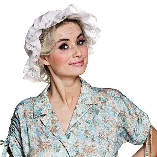 Produktbild: Boland 01401 - Mütze Großmutter, Kopfbedeckung, Oma-Mütze, weiße Haube, Kostüm, Karneval, Mottoparty