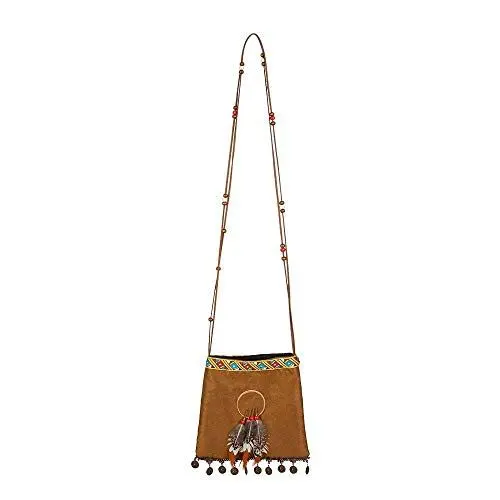 Produktbild: Boland 44144 - Handtasche Indianerin, Größe ca. 21 cm, Umhängetasche, Squaw, Braun, Karneval, Halloween, Mottoparty, Verkleidung