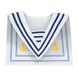 Produktbild: Boland 44354 - Matrosen-Kragen, Weiß-Blau mit gelber Anker-Stickerei, Seefahrer, Kapitän, Schiff, Accessoire, Kostüm, Karneval, Mottoparty