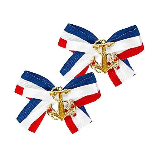 Produktbild: Boland 44365 - Haarspange Navy, 2 Stück, Haarklammer, Haarschmuck, Matrose, Kapitän, Schleife, Accessoire, Mottoparty, Karneval