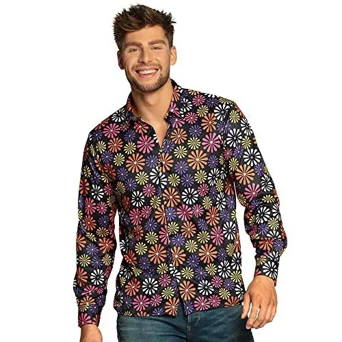 Produktbild: Boland 44533 - Hemd Flower Power, Größe L, für Herren, Shirt, Oberteil, für Erwachsene, Blumenhemd, Hawaiihemd, Hippie, 70er Jahre, Mottoparty, Karneval, Schlagermove, Verkleidung, Kostüm