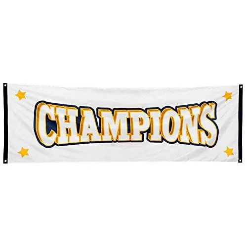 Produktbild: Boland 44771 - Banner Champions, Größe 74 x 220 cm, Flagge aus Polyester, Fahne, Zieleinlauf, Gewinner, Siegerehrung, Sportfest, Party