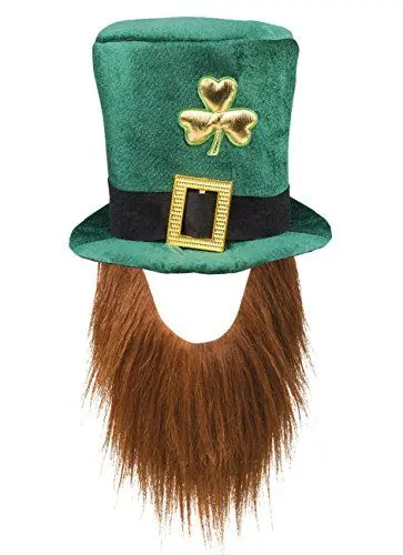 Produktbild: Boland 44907 Hut Leprechaun, Grüner Kobold, mit Bart, Mütze, Kopfbedeckung, Irland, St. Patricks Day, Glücksbringer, Karneval, Mottoparty