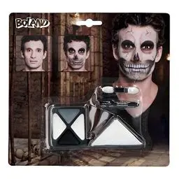 Produktbild: Boland 45087 - Schmink-Set Skelett, 7-teilig, 4 Schminkfarben, 1 Schminkstift, 1 Schwamm, 1 Applikator, Schminke für Halloween, Karneval, Mottoparty