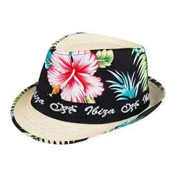 Produktbild: Boland 52226 - Hut Ibiza mit Blumen, Blütenmotiv, Beachparty, Strandparty, Sonnenhut, Karneval, Mottoparty