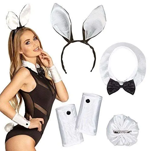 Produktbild: Boland 52319 - Kostüm-Set Hase, Haarreif, Kragen, Manschetten und Puschel, Bunny, Kaninchen, Tier-Kostüm, Karneval, Mottoparty, Halloween