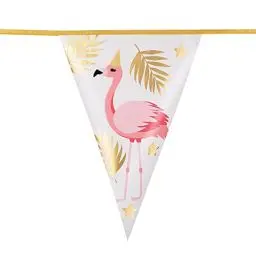 Produktbild: Boland 52550 - Wimpelkette Flamingo, Länge 4 m, Hängedekoration, Girlande, Tier, Dekoration, Beach Party, Geburtstag, Mottoparty, Karneval, Bunt, Einheitsgröße