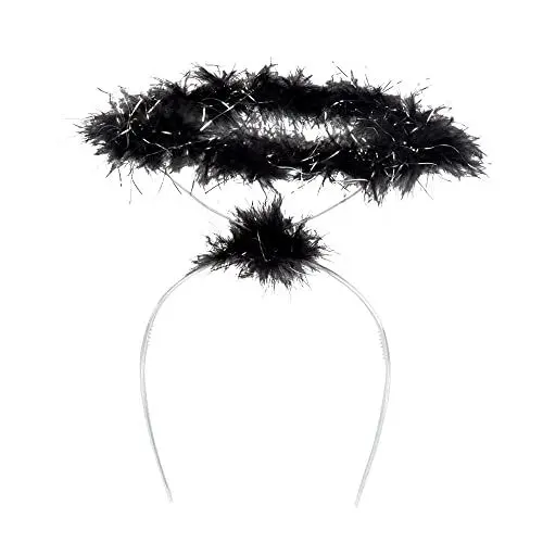 Produktbild: Boland 52869 - Haarreif schwarzer Engel mit Heiligenschein, Engel und Teufel, Fasching, Karneval