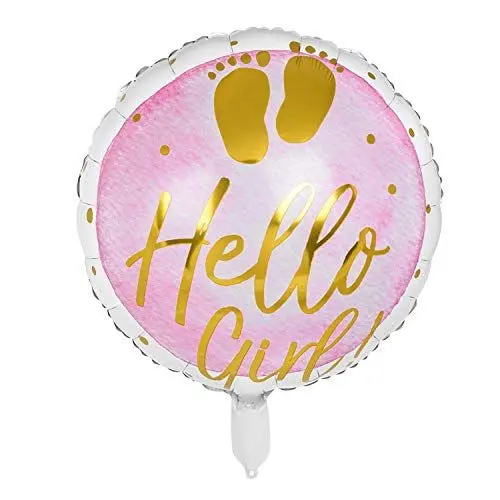 Produktbild: Boland 53240 - Folienballon Hello Girl, Durchmesser 45 cm, befüllbar, Heliumballon, Baby-Party, Geburt, Mädchen, Geschenk, Dekoration