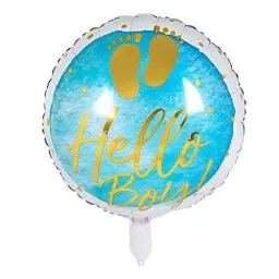 Produktbild: Boland 53241 - Folienballon Hello Boy, Durchmesser 45 cm, befüllbar, Heliumballon, Baby-Party, Geburt, Junge, Geschenk, Dekoration