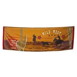 Produktbild: Boland 54310 - Banner Wild West, 1 Stück, Größe 220 x 74 cm, Saloon, Wilder Westen, Cowboy, Indianer, Wanddekoration, Dekoration, Mottoparty, Geburtstag, Karneval, Girlande