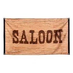 Produktbild: Boland 54352 - Fahne Wild West, 1 Stück, Größe 90 x 150 cm, Hängedeko, Dekoration für Mottoparty und Karneval, Banner Wilder Westen