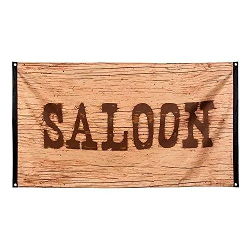 Produktbild: Boland 54352 - Fahne Wild West, 1 Stück, Größe 90 x 150 cm, Hängedeko, Dekoration für Mottoparty und Karneval, Banner Wilder Westen