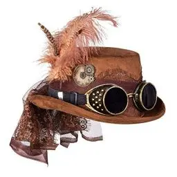 Produktbild: Boland 54562 - Hut Space Punk Deluxe mit Brille, Steampunk Mütze, Kopfbedeckung, Kostüm Zubehör für Karneval, Mottoparty oder JGA, Braun