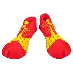 Produktbild: Boland 55519 - Clown Schuhe aus Stoff, 1 Paar, Einheitsgröße für Erwachsene, gelb-rot, Schuhüberzieher, Zubehör für Karneval, Fasching, Fastnacht, Halloween, Mottoparty