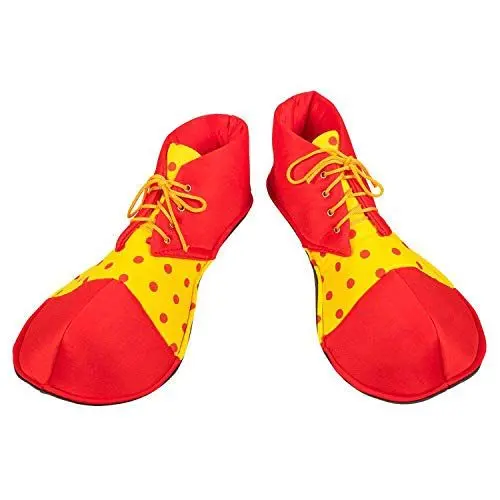 Produktbild: Boland 55519 - Clown Schuhe aus Stoff, 1 Paar, Einheitsgröße für Erwachsene, gelb-rot, Schuhüberzieher, Zubehör für Karneval, Fasching, Fastnacht, Halloween, Mottoparty