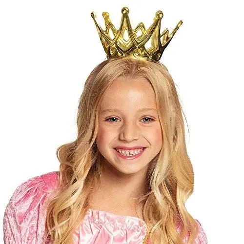 Produktbild: Boland 61591 - Krone Amy, 1 Stück, Größe ca. 9 cm, Gold mit Gummiband, aus glänzendem Kunststoff, Klettverschluss, Prinzessin, Prinz, Königin, König, Accessoire, Verkleidung, Karneval, Kostüm, Märchen