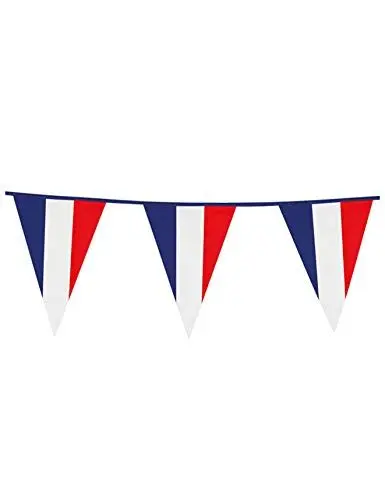 Produktbild: Boland 62039 - Wimpelkette Frankreich, Länge 10 Meter, Nationalflagge, Fahnenkette, Kunststoffgirlande, Hängedekoration, Karneval, Mottoparty, Weltmeisterschaft, Europameisterschaft