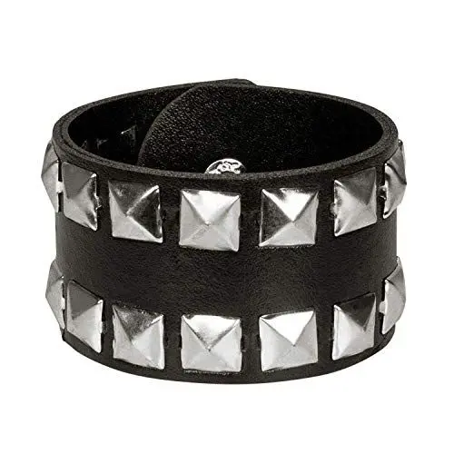 Produktbild: Boland 64419 - Armband mit Nieten, schwarz-silber, Lederlook, Rocker, Biker, Punk, Modeschmuck, Kostüm, Karneval, Mottoparty, Halloween