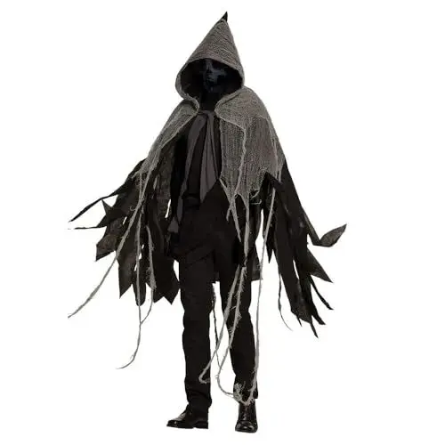 Produktbild: Boland 71008 - Düsterer Fransen-Umhang Vampiress, für Erwachsene, Cape mit Kapuze, Kostüm, Karneval, Halloween, Mottoparty, Halloween