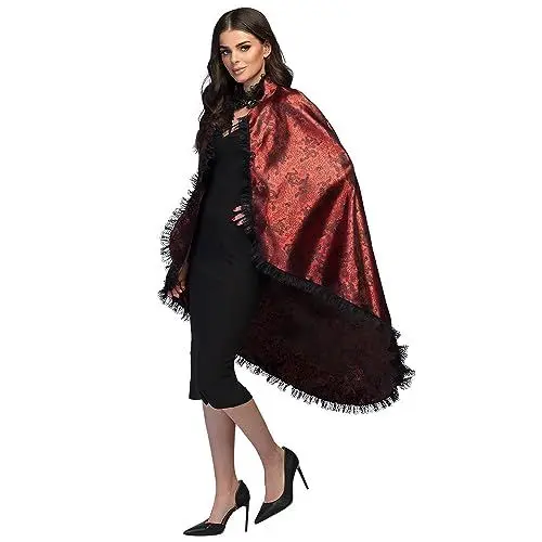 Produktbild: Boland 71022 - Umhang Blood Lady mit Spitze für Erwachsene, Vampir Cape für Faschingskostüme, Kostüm Zubehör für Karneval und Halloween