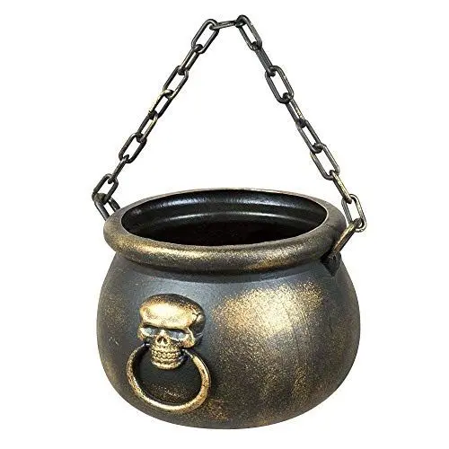 Produktbild: Boland 72000 - Kessel Totenkopf, Hexenkessel für Süßigkeiten oder Snacks, 13 x 19 cm, Dekoration für Karneval oder Halloween, Süßes oder Saueres