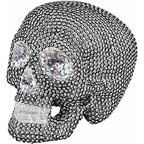 Produktbild: Boland 72125 - Totenkopf mit Glitzersteinen, Schwarz, 19 x 15 cm, Halloween, Dekoration, Mottoparty