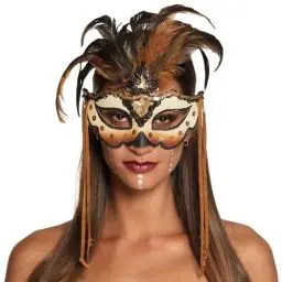 Produktbild: Boland 72195 - Augenmaske Voodoo Mamba, Gesichtsmaske mit Glitzer und Federn, Maske, Kostüm Zubehör für Karneval und Mottoparty