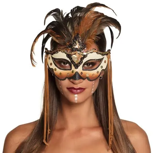 Produktbild: Boland 72195 - Augenmaske Voodoo Mamba, Gesichtsmaske mit Glitzer und Federn, Maske, Kostüm Zubehör für Karneval und Mottoparty