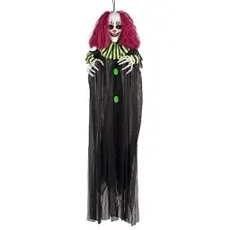 Produktbild: Boland 73047 - Hängender Terror-Clown, Größe 130 cm, leuchtende Augen und Sound, Batteriebetrieb, Skelett, Dekoration, Hängedekoration, Aufhänger, Halloween, Karneval, Mottoparty