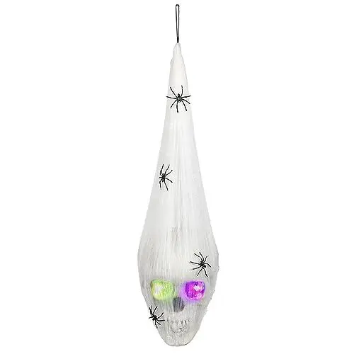 Produktbild: Boland 73077 - Spinnennetz mit LED Schädel, Halloween Dekoration mit Licht inkl. Batterien, Deko Schädel, Party Deko