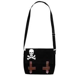 Produktbild: Boland 74145 - Tasche Pirat, Größe 25 x 26 cm, Umhängetasche mit Totenkopf und Schulterriemen, Handtasche, Karneval, Mottoparty, Halloween