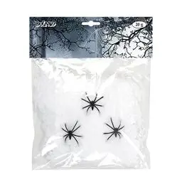 Produktbild: Boland 74415 - Spinngewebe mit 3 Spinnen, Party Deko Spinnennetz, Netz mit Spinnen für Halloween oder Karneval, Halloween Dekoration