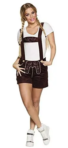 Produktbild: Boland 83865 - Lederhose Erika, Größe M, kurze Hose in Leder-Optik, Tracht, Volksfest, Bayerin, Kostüm, Karneval, Mottoparty