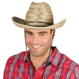 Produktbild: Boland 95403 - Cowboyhut, 1 Stück, Einheitsgröße, Strohhut, schwarze Kordel, Wilder Westen, Dallas Bull, Rodeo, Reiten, Strand, Accessoire, Verkleidung, Kappe, Mütze, Kopfbedeckung, Kostüm, Mottoparty