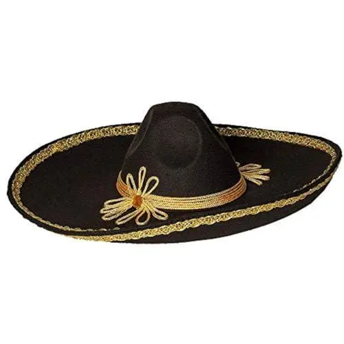 Produktbild: Boland 95469 - Sombrero Carlos, Durchmesser 55 cm, Schwarz-Gold, Hut, Mexiko, Mexikaner, Accessoire, Karneval, Mottoparty
