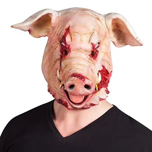 Produktbild: Boland 97519 - Latex Kopfmaske Blutiges Schwein für Erwachsene, Gruselmaske für Karneval oder Halloween, Maske für Faschingskostüme, Horror-Kostüm