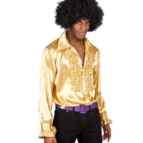 Produktbild: Boland- Disco Hemd mit Rüschen, Gold, für Herren, Kostüm, Party Shirt, Schlagermove, 70er Jahre, Mottoparty, Karneval