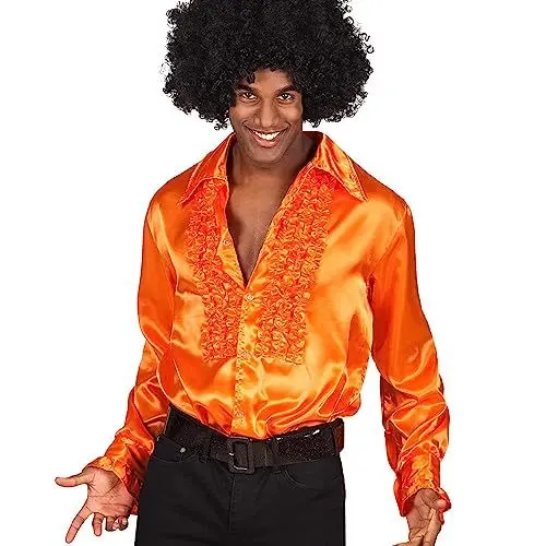 Produktbild: Boland - Disco Hemd mit Rüschen, Orange, für Herren, Kostüm, Party Shirt, Schlagermove, 70er Jahre, Mottoparty, Karneval