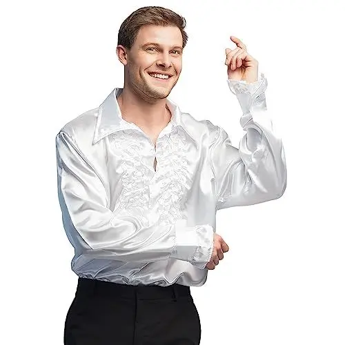 Produktbild: Boland - Disco Hemd mit Rüschen, Weiß, für Herren, Kostüm, Party Shirt, Schlagermove, 70er Jahre, Mottoparty, Karneval