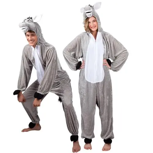 Produktbild: Boland - Erwachsenen-Kostüm Esel, Kapuzen-Overall aus Plüsch, Tiermotiv, Reisverschluss vorne, Bauernhof, Bauer, Karneval, Fasching, Mottoparty