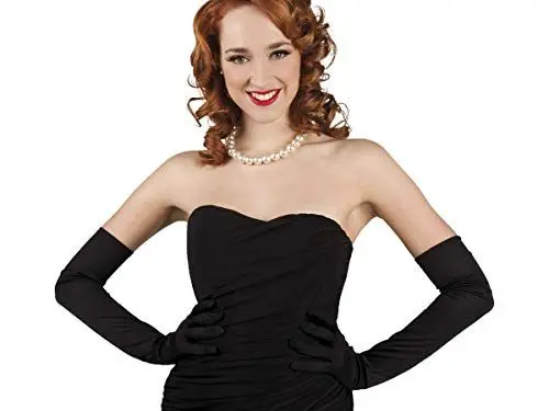 Produktbild: Boland 03100 - Guanti Los Angeles, nero, extra lungo, tessuto satinato, lucido, Pop Star, Hollywood, starlette, carnevale, festa in maschera, festa a tema, accessorio