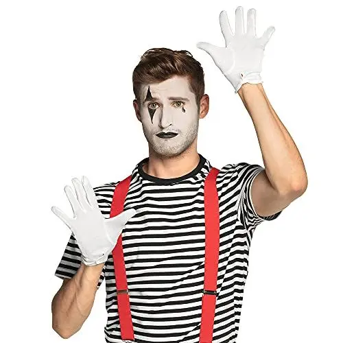 Produktbild: Boland - Handschuhe weiß, mit Druckknopf, Erwachsene, Sticknaht auf dem Handrücken, Weihnachten, Nikolaus, Karneval, Halloween, Fasching, Mottoparty, Verkleidung, Theater