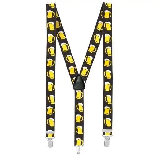 Produktbild: Boland - Hosenträger, 1 Stück, Elasthan, Gummi, Metallschließe, Lederpatch, Suspenders, Motiv, Verkleidung, Kostüm, Mottoparty, Karneval