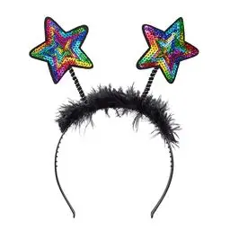 Produktbild: Boland - Sterne Tiara mit Pailletten, Haarreif mit Federn, Kopfschmuck, Kostüm, Karneval, Mottoparty, Silvester